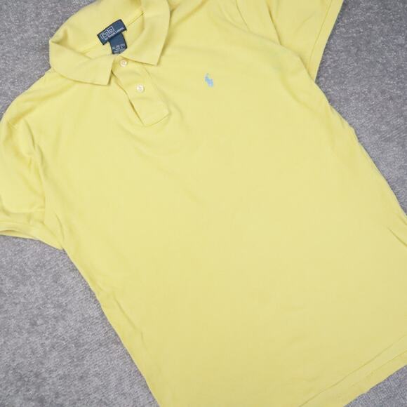 VTG Polo Ralph Lauren Youth XL Yellow Short Sleeve 1/4 Button Collared Shirt - Picture 9 of 10